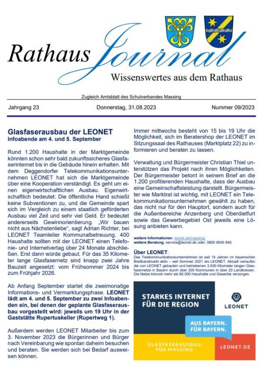Rathaus-Journal 09/2023 Titelseite