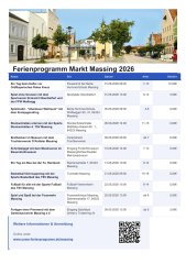 Ferienprogramm des Marktes Massing 2026 Ferienprogramm des Marktes Massing 2026